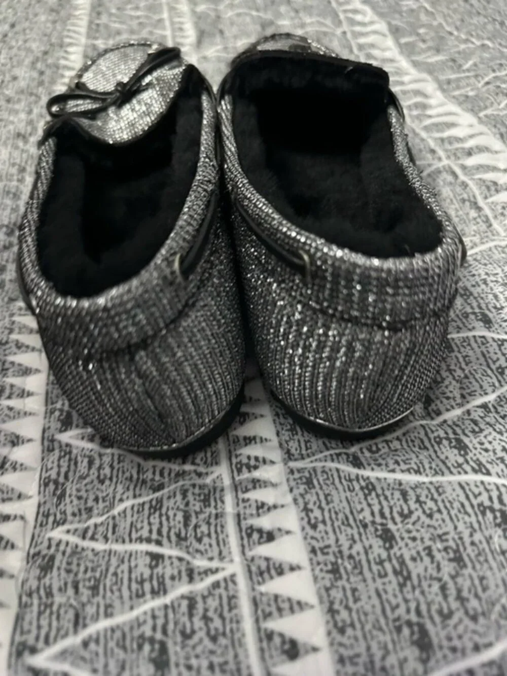 Michael Kors Sparkle Loafers Silver Metallic Ballet Flats Size 7.5 Y2K